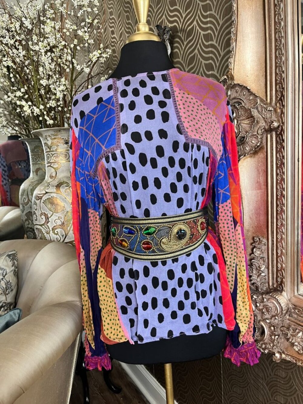 Anthropologie Blnk London Miranda Peasant colorful Blouse